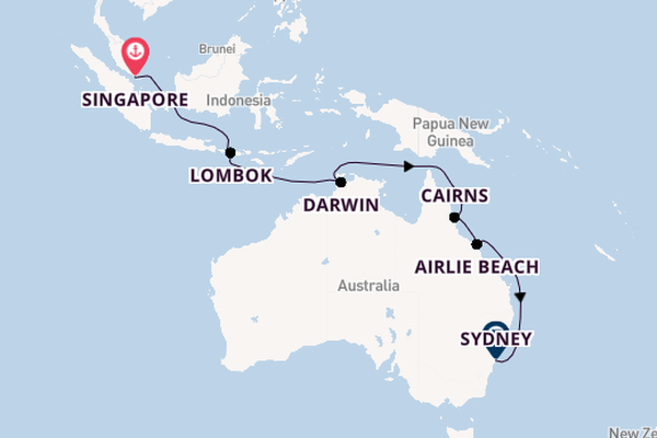 Australia from Singapore, Singapore with the Celebrity Solstice