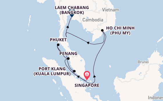 South East Asia from Singapore, Singapore with the Riviera