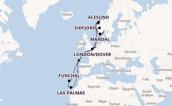 Norwegen ab Rotterdam, Niederlande auf der Nieuw Statendam
