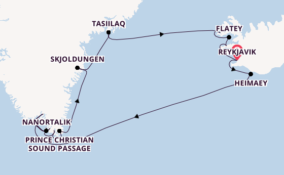 Arctic Ocean from Reykjavik, Iceland with the Seabourn Venture