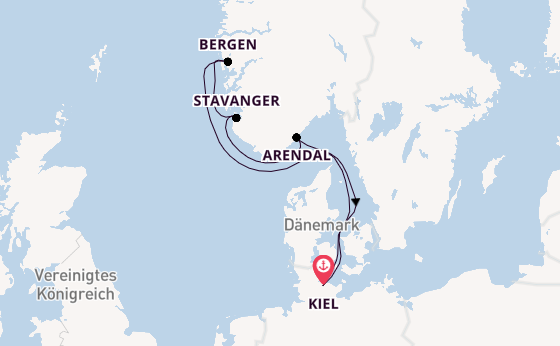 Norwegen ab Kiel, Deutschland auf der VASCO DA GAMA