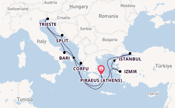 Mediterranean from Piraeus (Athens), Greece with the MSC Splendida