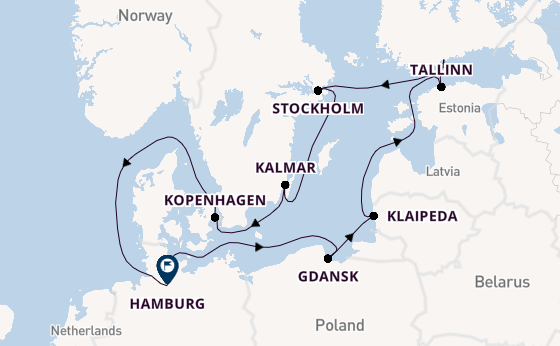 Europa vanaf Kiel, Duitsland met de MS EUROPA 2