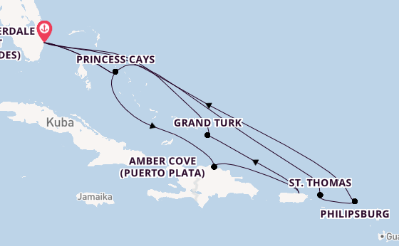 Karibik ab Fort Lauderdale (Port Everglades), USA auf der Sun Princess