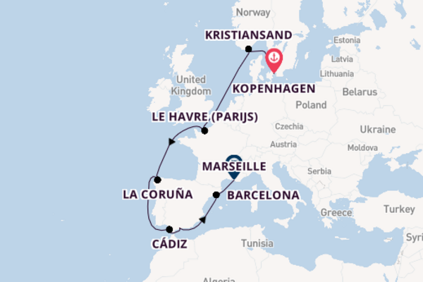 Cruise naar Marseille via Cádiz