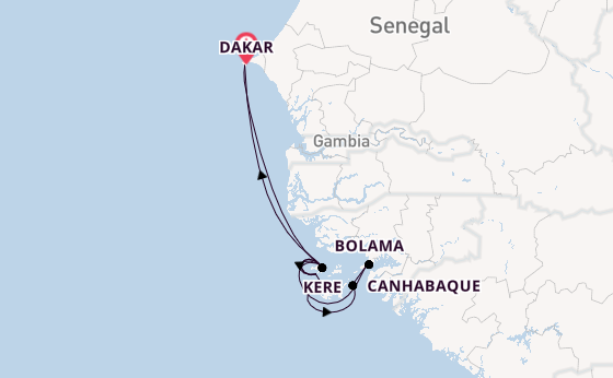 West-Afrika vanaf Dakar, Senegal met de Le Champlain