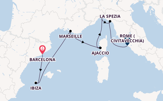 Western Mediterranean from Barcelona, Spain with the Sun Princess