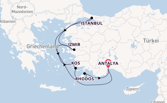 Östliches Mittelmeer ab Antalya, Türkei auf AIDAblu