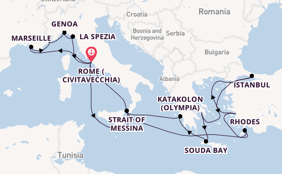 Mediterranean from Rome (Civitavecchia), Italy with the Queen Victoria