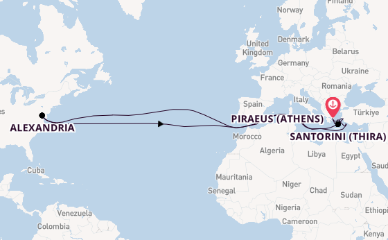 Transatlantic from Piraeus (Athens), Greece with the Scarlet Lady