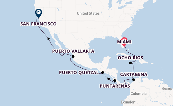 Mexican Riviera from Miami, Florida, USA with the Seven Seas Splendor