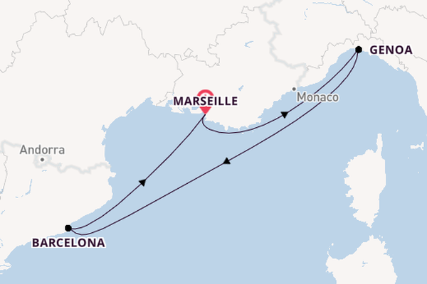 Western Mediterranean from Marseille, France with the MSC Poesia