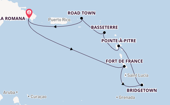 Caribbean vanaf La Romana, Dominicaanse Republiek met de Costa Fascinosa