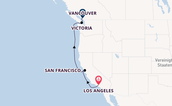 USA Westküste ab Los Angeles, USA auf der Norwegian Encore