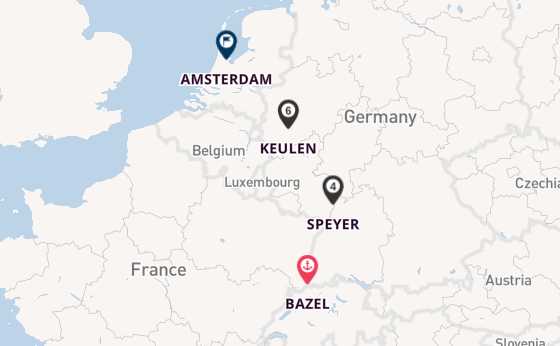Rijn vanaf Bazel, Zwitserland met de Celebrity Roamer