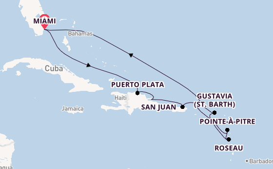 Caribbean from Miami, Florida, USA with the Seven Seas Grandeur