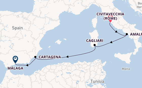 Westelijke Middellandse Zee vanaf Civitavecchia (Rome), Italië met de EXPLORA II