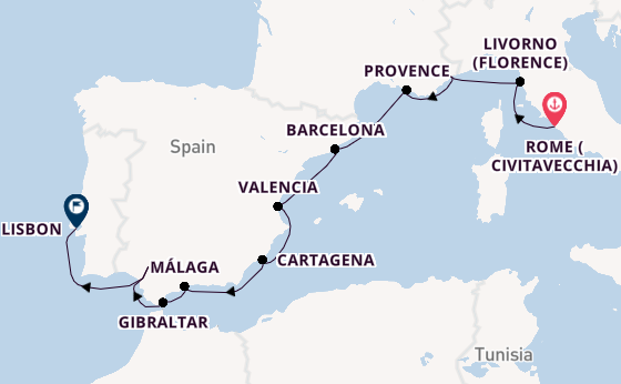 Western Mediterranean from Rome (Civitavecchia), Italy with the Azamara Journey