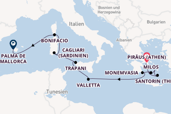 12-tägige Kreuzfahrt von Piräus (Athen) nach Palma de Mallorca