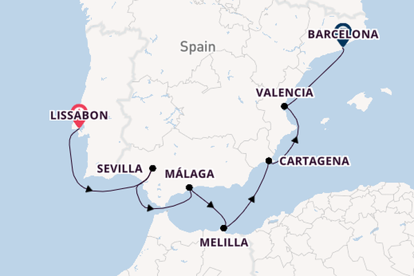 Middellandse Zee vanaf Lissabon, Portugal met de Azamara Quest