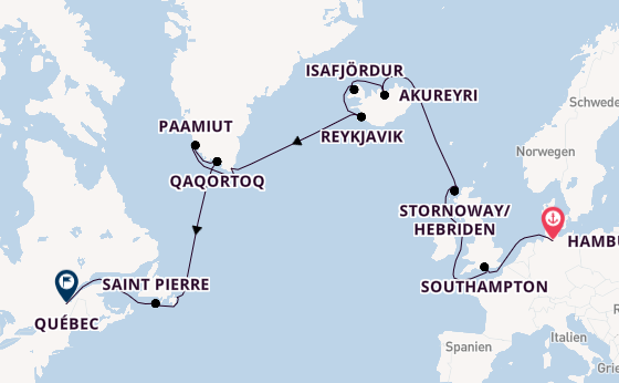 Transatlantik ab Hamburg, Deutschland auf der EXPLORA IV
