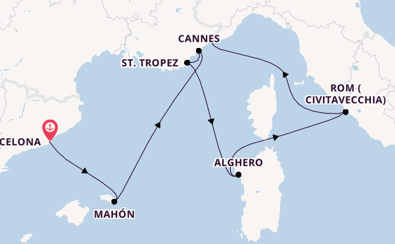 Westliches Mittelmeer ab Barcelona, Spanien auf der EXPLORA I