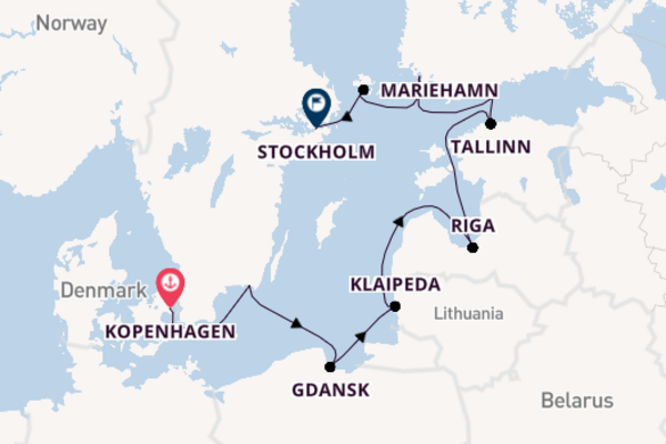 Europa vanaf Kopenhagen, Denemarken met de Azamara Journey