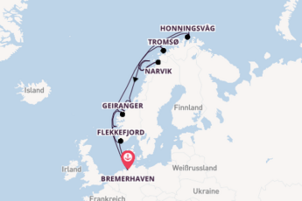 Auf den Spuren der Postschiffe bis zum Nordkap