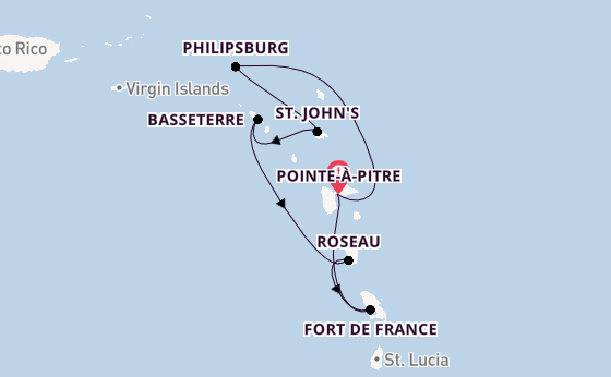 Südliche Karibik ab Pointe-à-Pitre, Guadeloupe auf der MSC Meraviglia