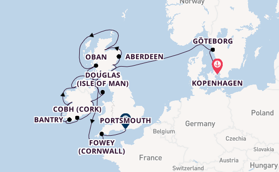 Britse Eilanden vanaf Kopenhagen, Denemarken met de Azamara Journey