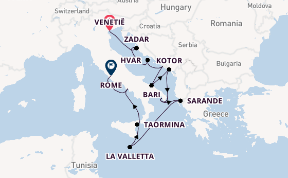 Middellandse Zee vanaf Venetië, Italië met de Silver Muse