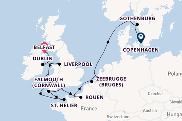 British Isles from Belfast, Northern Ireland, United Kingdom with the Silver Shadow