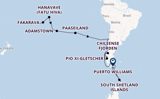 Zuid-Amerika vanaf Papeete, Frans-Polynesië met de Silver Cloud