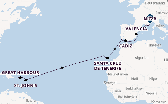 Westliches Mittelmeer ab San Juan, Puerto Rico auf der Silver Shadow