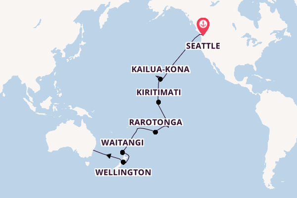 Transpacifisch vanaf Seattle, Verenigde Staten met de Noordam
