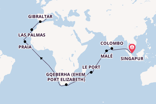 Südliches Afrika ab Singapur, Singapur auf der Mein Schiff 6