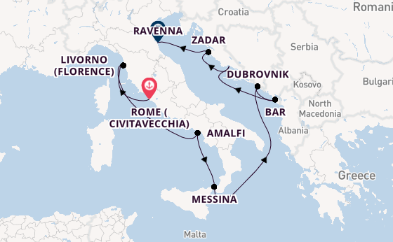 Mediterranean Sea from Rome (Civitavecchia), Italy with the Celebrity Constellation