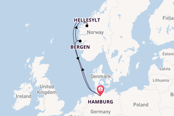 Noorwegen vanaf Hamburg, Duitsland met de Mein Schiff Relax