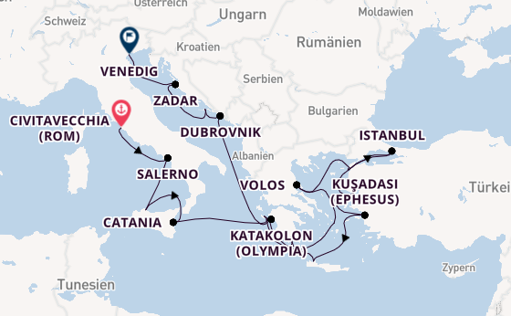 Mittelmeer ab Civitavecchia (Rom), Italien auf der Sirena