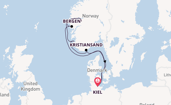 Noorwegen vanaf Kiel, Duitsland met AIDAprima