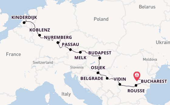Danube River, Europe from Bucharest, Romania with the Viking Vidar