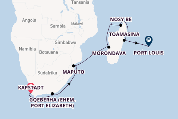 Afrika ab Kapstadt, Südafrika auf der Seven Seas Voyager