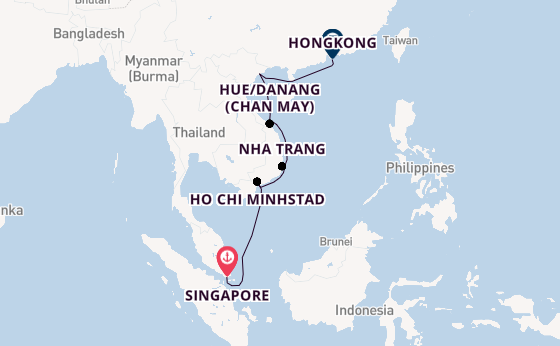 Zuidoost-Azië vanaf Singapore, Singapore met de Silver Muse