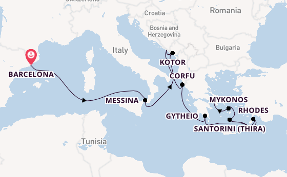 Eastern Mediterranean from Barcelona, Spain with the Seven Seas Voyager