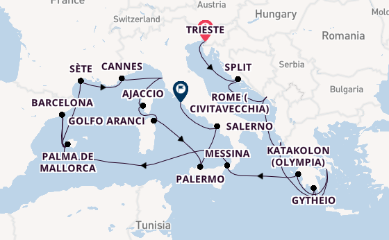 Mediterranean from Trieste, Italy with the Allura