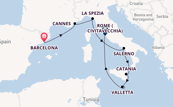 Western Mediterranean from Barcelona, Spain with the Resilient Lady