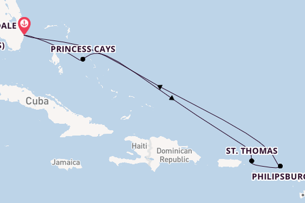 Caribbean from Fort Lauderdale (Port Everglades), Florida, USA with the Sun Princess