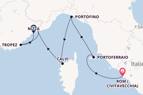 Westliches Mittelmeer ab Civitavecchia (Rom), Italien auf der Star Clipper