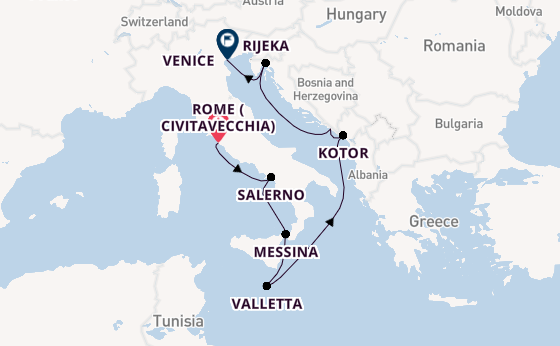 Mediterranean Sea from Rome (Civitavecchia), Italy with the Seven Seas Mariner