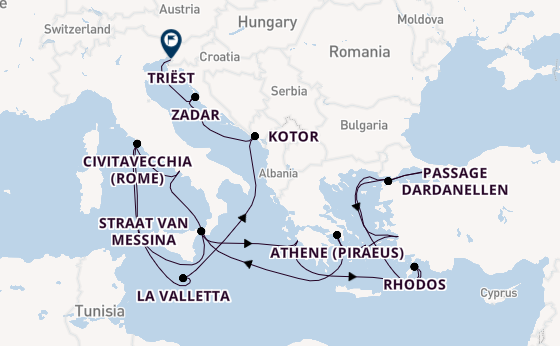 Middellandse Zee vanaf Civitavecchia (Rome), Italië met de Queen Elizabeth